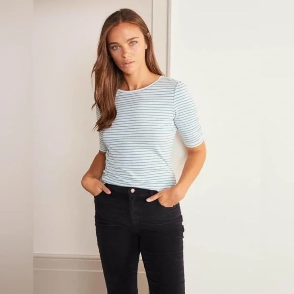 Pink striped Florrie Ruched Sleeve Top size 16/18